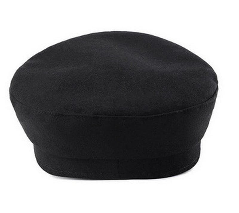 Brcus Men Women Yacht Captain Sailor Hat Newsboy Cabbie Baker Boy Peaked Beret Cap Black - Image 5